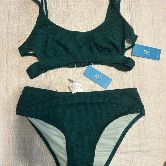 Cupshe Teal Textured Bikini Set - Picture 1 of 4